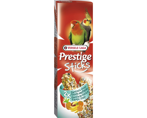 Friandises pour oiseaux VERSELE-LAGA Prestige bâtonnets avec fruits exotiques 2 x 70 g pour grosses perruches et perroquets nains