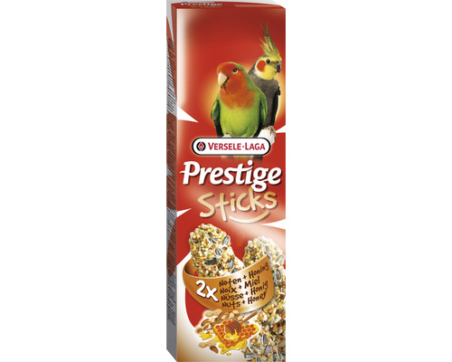 Friandises pour oiseaux VERSELE-LAGA Prestige bâtonnets aux noix et au miel 2 x 70 g pour grosses perruches et perroquets nains