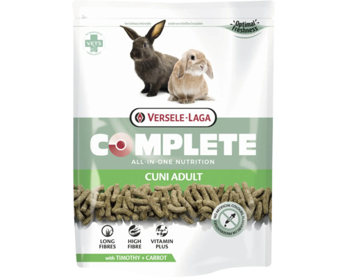 Nourriture pour rongeurs VERSELE-LAGA Complete Cuni Adult 500g nourriture 100% extrudée sans céréales, pour lapins adultes dans un sachet fraîcheur