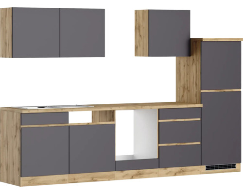 Held Möbel Küchenzeile PISA 300 cm grau matt zerlegt Variante reversibel