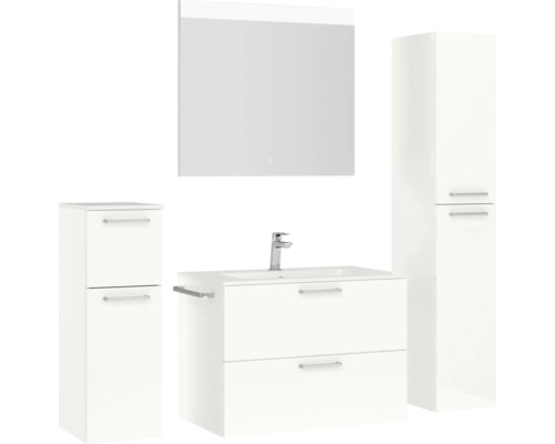 Badezimmer-Set mit Waschtischunterschrank, Waschbecken, Spiegelschrank und Hochschrank