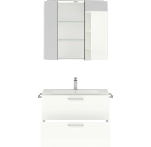 Badezimmerset mit Waschbeckenunterschrank, Waschbecken und Spiegelschrank