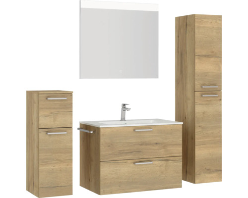 Ensemble de salle de bains avec meuble-lavabo, armoire de toilette et armoire haute