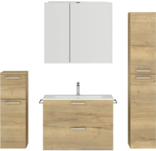Badezimmermöbel-Set mit Waschtischunterschrank, Spiegelschrank und zwei Hochschränken