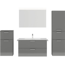 Badezimmer-Set mit Waschtischunterschrank, Waschbecken, Spiegelschrank und Hochschrank