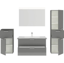Badezimmer Set mit Waschtischunterschrank, Spiegelschrank und Hochschränken