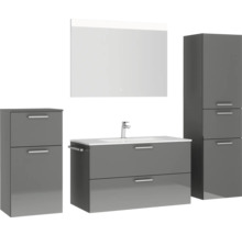Badezimmer-Set mit Waschtisch, Spiegelschrank und zwei Hochschränken