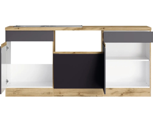 Küchenzeile mit Spüle, Schrank und Schubladen