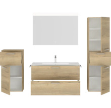 Komplettes Badezimmerset mit Waschbeckenunterschrank, Spiegelschrank und Hochschränken für das Badezimmer