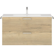 Meuble sous-vasque avec deux tiroirs, lavabo et robinet