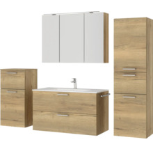 Badezimmermöbelset mit Waschtisch, Spiegelschrank und Hochschrank
