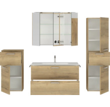 Badmöbelset mit Waschtisch, Spiegelschrank und Hochschränken