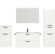Badezimmermöbelset mit Spiegelschrank, Waschtischunterschrank und Hochschrank