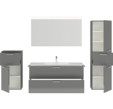 Komplettes Badezimmerset mit Waschtischunterschrank, Spiegelschrank und Hochschränken