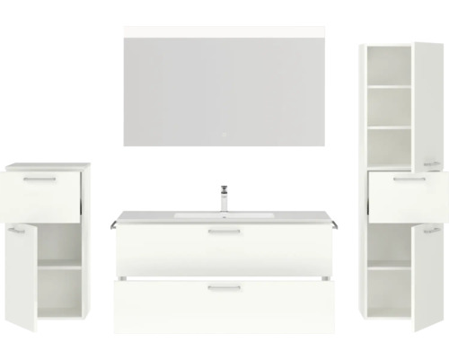 Ensemble de salle de bains avec meuble sous-lavabo, armoire de toilette et armoire haute