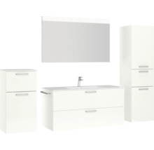 Badezimmer-Set mit Waschtisch, Spiegelschrank und Hochschränken