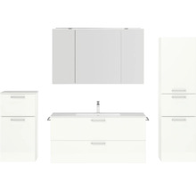 Badezimmer Set mit Waschbeckenunterschrank, Seitenschrank, Spiegelschrank und Waschtisch