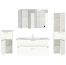 Badezimmermöbel-Set mit Waschtisch, Spiegelschrank und Hochschrank
