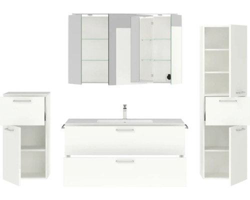 Ensemble de meubles de salle de bains avec meuble sous-lavabo, armoire de toilette et armoire haute