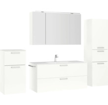Badezimmer-Set mit Waschtisch, Waschbecken, Spiegelschrank und Hochschrank