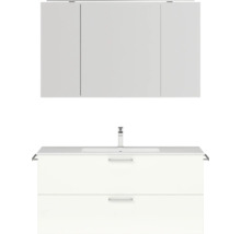 Badezimmerset mit Waschbeckenunterschrank, Waschbecken und Spiegelschrank