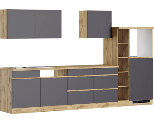 Held Möbel Küchenzeile PISA 330 cm grau matt zerlegt Variante reversibel
