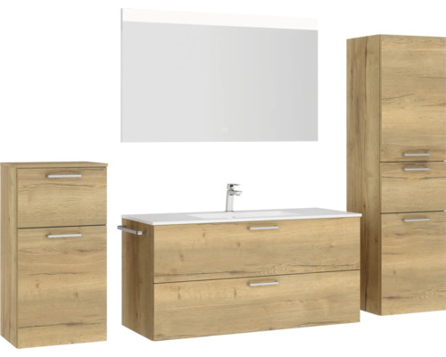 Ensemble de meubles de salle de bains avec meuble-lavabo, armoire de toilette et armoire haute