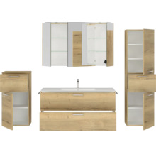 Badezimmermöbelset mit Waschtisch, Spiegelschrank und Hochschrank