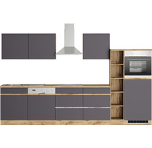 Bloc cuisine complète équipée Held Möbel PISA 330 cm façade gris mate, corps chêne sauvage variante réversible démonté