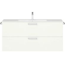 Meuble sous-vasque avec deux tiroirs, lavabo et robinet