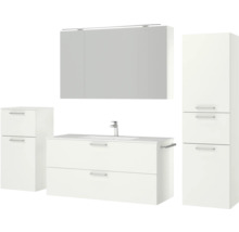 Badezimmerset mit Waschtischunterschrank, Spiegelschrank und Hochschrank
