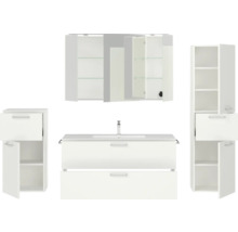 Badezimmermöbelset mit Waschtisch, Spiegelschrank und Hochschränken