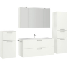 Badezimmer Möbelset mit Waschtischunterschrank, Hängeschrank, Spiegelschrank und Hochschrank