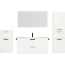 Badezimmer Set mit Waschbeckenunterschrank, Spiegelschrank und zwei Seitenschränken