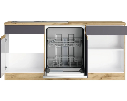 Held Möbel Winkelküche mit Geräten PISA 300 cm Frontfarbe grau matt  Korpusfarbe wildeiche zerlegt - HORNBACH Luxemburg