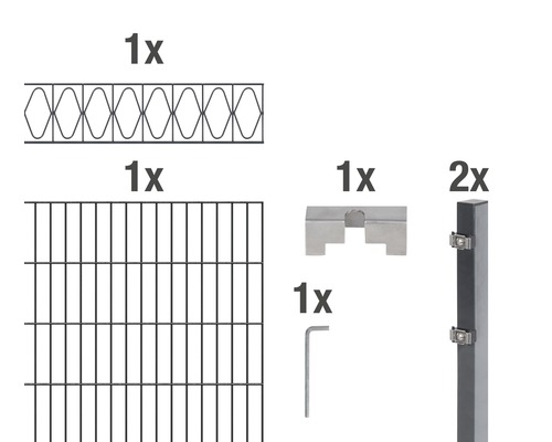 Kit de panneaux rigides double fil ALBERTS Eleganz 200 x 100 cm, 2 m anthracite