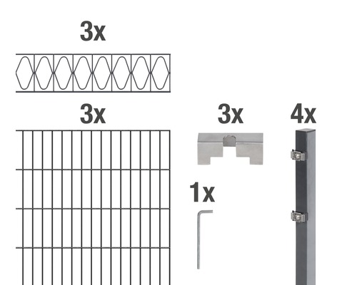 Kit de panneaux rigides double fil ALBERTS Eleganz 200 x 120 cm, 6 m anthracite