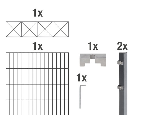 Kit de panneaux rigides double fil ALBERTS Nexus 200 x 120 cm, 2 m anthracite