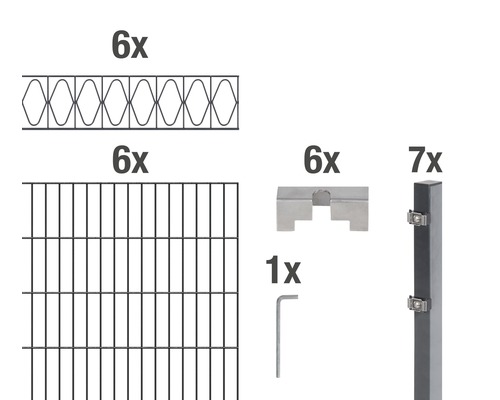 Kit de panneaux rigides double fil ALBERTS Eleganz 200 x 120 cm, 12 m anthracite