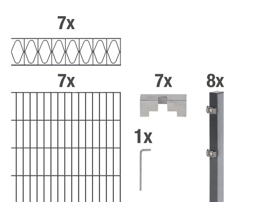 Kit de panneaux rigides double fil ALBERTS Eleganz 200 x 100 cm, 14 m anthracite