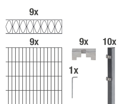 Kit de panneaux rigides double fil ALBERTS Eleganz 200 x 100 cm, 18 m anthracite