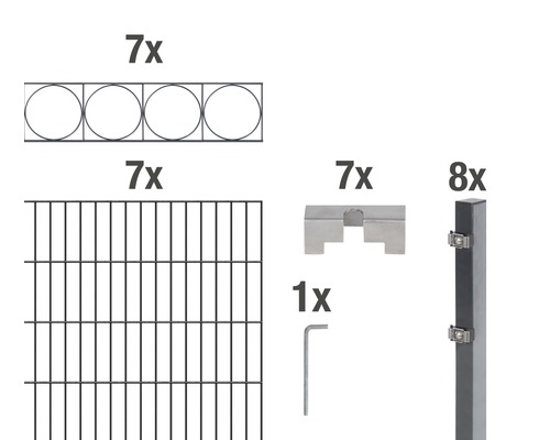 Kit de panneaux rigides double fil ALBERTS Oslo 200 x 100 cm, 14 m anthracite Kit de panneaux rigides double fil ALBERTS Oslo 200 x 100 cm, 14 m anthracite