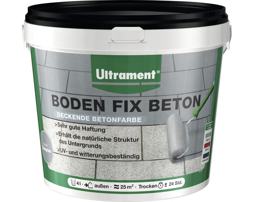 Revêtement de sol Botament Boden Fix Béton télégris 4 l Ultrament Boden Fix Beton, peinture béton couvrante en pot