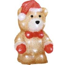 Décoration de Noël ours en peluche avec bonnet et éclairage