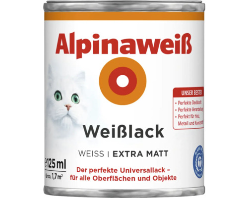Alpinaweiß Weißlack Dose mit 125 ml Inhalt