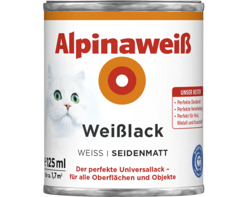 Alpinaweiß Weißlack Lackdose mit 125 ml Inhalt