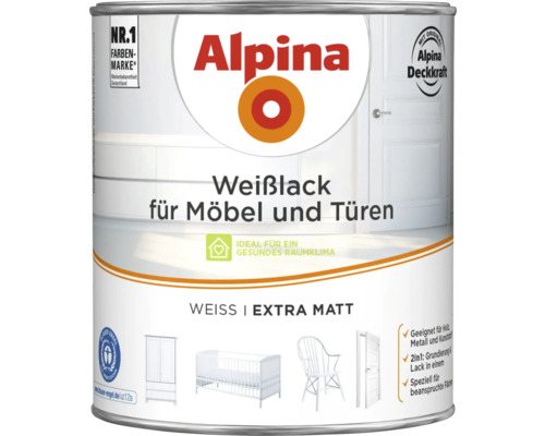 Alpina laque blanche pour meubles et portes, extra mat