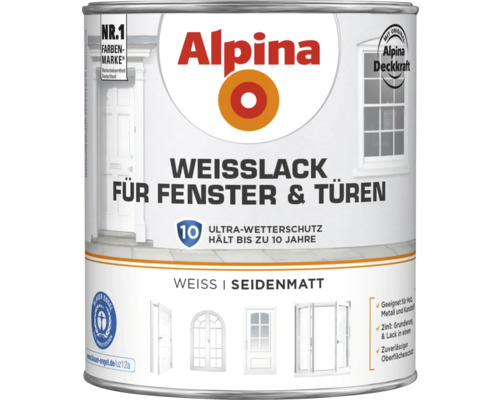 Alpina Weißlack für Fenster und Türen in Seidenmatt Dose