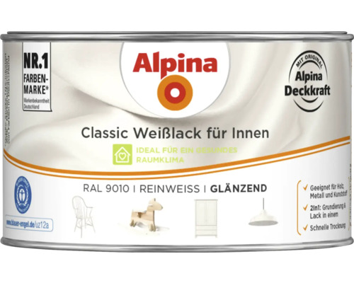 Alpina Classic Weißlack für Innen, geeignet für Holz, Metall und Kunststoff