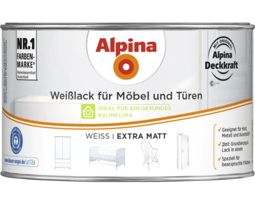 Alpina Weißlack für Möbel und Türen in extra matt